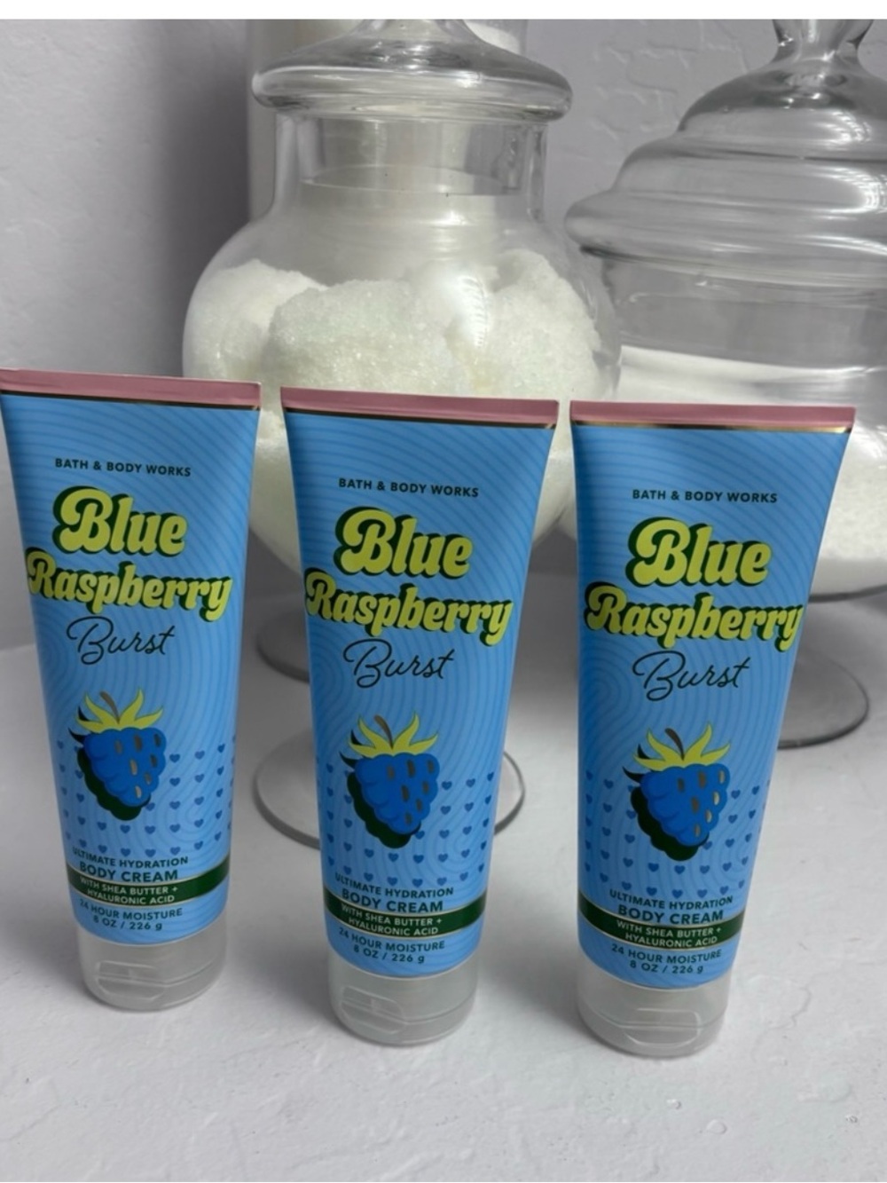 3 Bath & Body Works Blue Raspberry Body Cream Moisturizer New